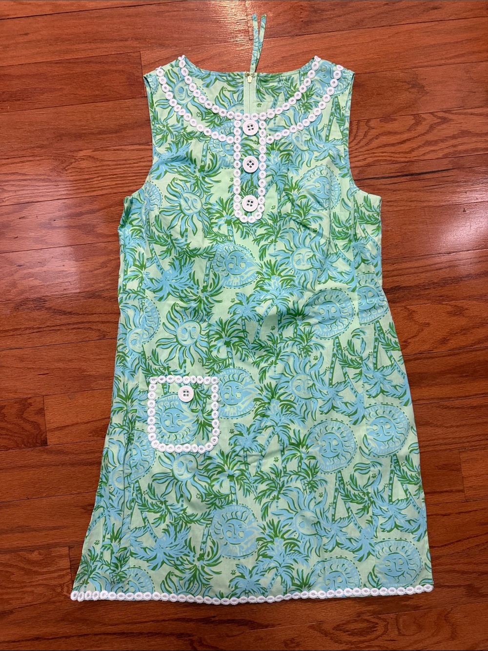 Lilly Pulitzer Green and Light Blue Tropical Print Sleeveless A-Line skort Dress
